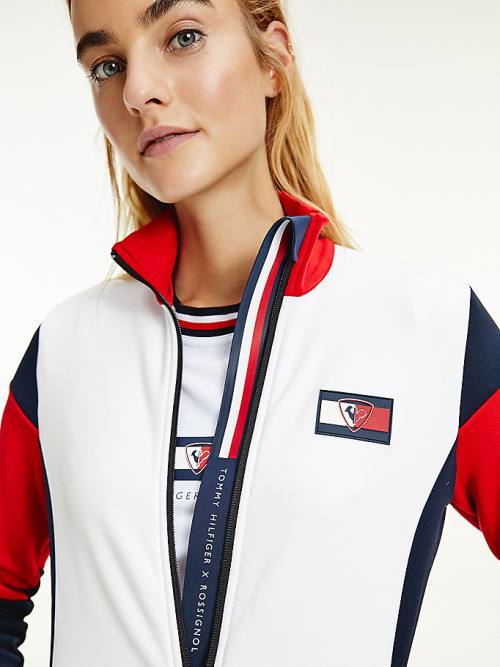 Tommy Hilfiger Rossignol Colour-Blocked Zip-Thru Ski Cardigan Pulóver Női Fehér | TH594MFA