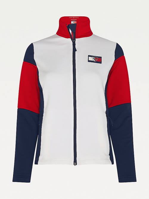 Tommy Hilfiger Rossignol Colour-Blocked Zip-Thru Ski Cardigan Pulóver Női Fehér | TH594MFA