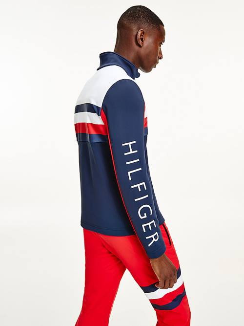 Tommy Hilfiger Rossignol Colour-Blocked Zip-Thru Kabát Férfi Kék | TH794YOJ