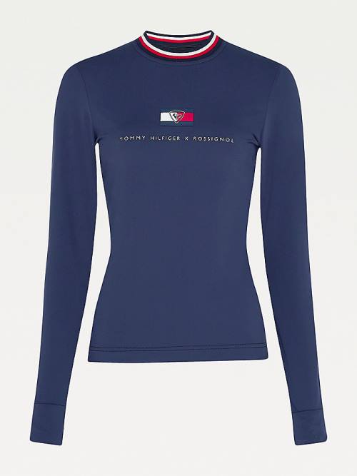 Tommy Hilfiger Rossignol Contrast Collar Base Layer Póló Női Kék | TH427IAF