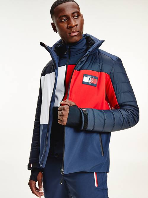 Tommy Hilfiger Rossignol Logo Colour-Blocked Stretch Ski Kabát Férfi Kék | TH876DMW