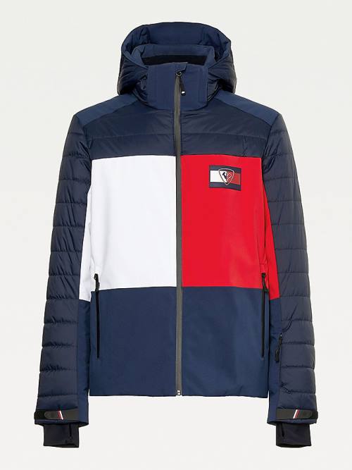 Tommy Hilfiger Rossignol Logo Colour-Blocked Stretch Ski Kabát Férfi Kék | TH876DMW