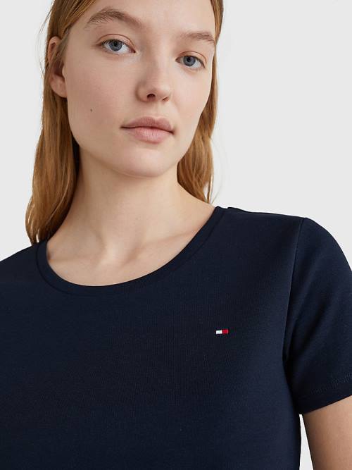 Tommy Hilfiger Round Neck Slim Fit Póló Női Kék | TH028SXP