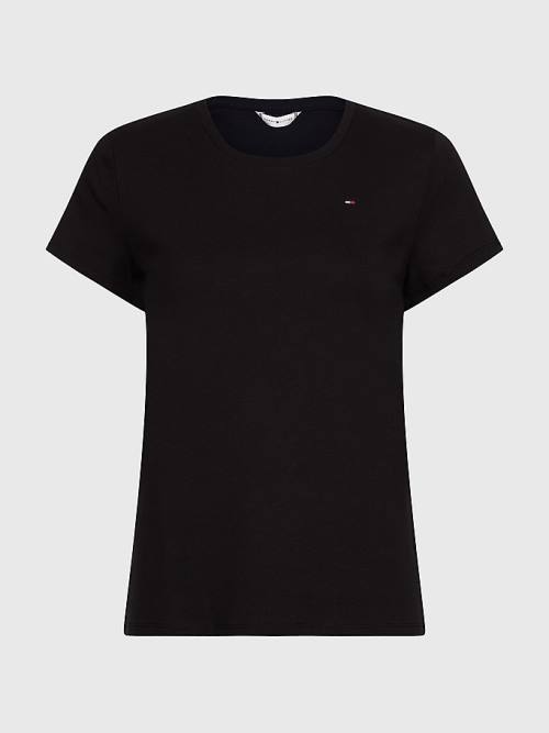 Tommy Hilfiger Round Neck Slim Fit Póló Női Fekete | TH084RVH