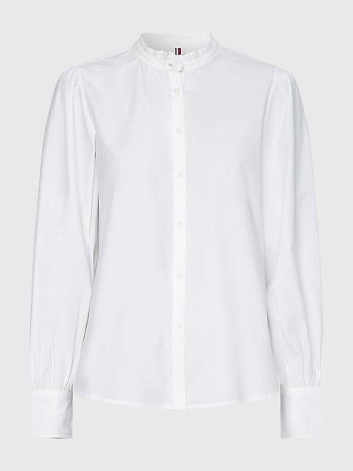 Tommy Hilfiger Ruffled Mandarin Collar Relaxed Fit Blúz Női Fehér | TH728XVN