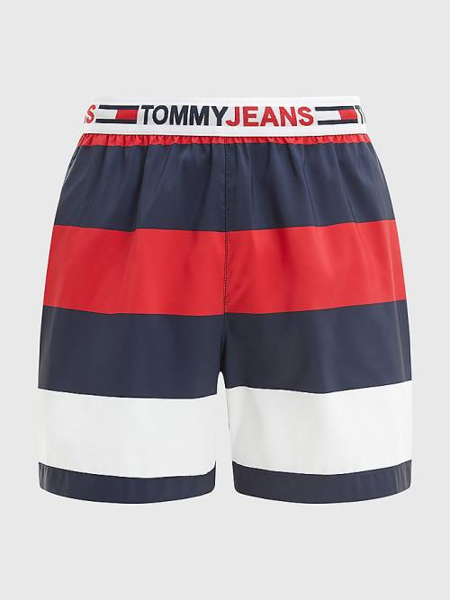 Tommy Hilfiger Rugby Stripe Mid Length Shorts Fürdőruha Férfi Piros | TH295WBM