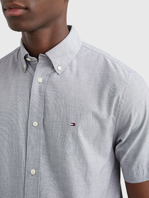 Tommy Hilfiger Rövid Sleeve Regular Fit Poplin Ingek Férfi Kék | TH294KFT