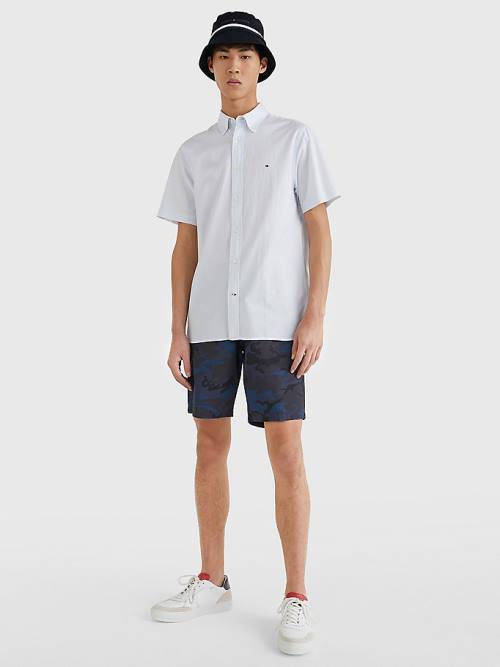 Tommy Hilfiger Rövid Sleeve Regular Fit Poplin Ingek Férfi Kék | TH946YLC