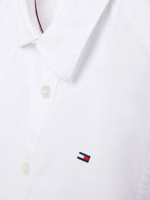 Tommy Hilfiger Rövid Sleeve Stretch Oxford Ingek Fiú Fehér | TH039ORX