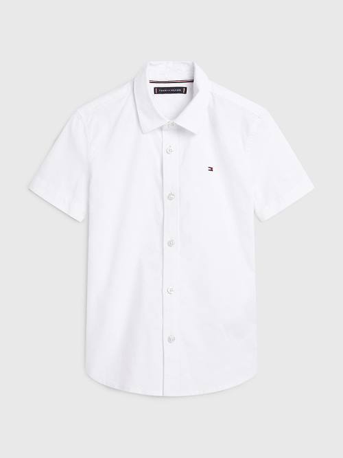 Tommy Hilfiger Rövid Sleeve Stretch Oxford Ingek Fiú Fehér | TH039ORX