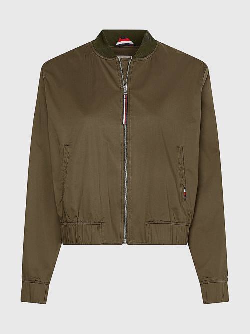 Tommy Hilfiger Sateen Relaxed Fit Bomber Kabát Női Khaki | TH425ZIR