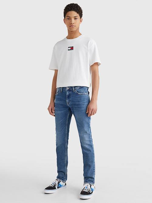 Tommy Hilfiger Scanton Slim Fit Distressed Hem Farmer Férfi Denim | TH153HQA