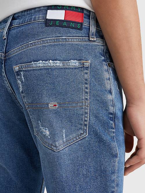 Tommy Hilfiger Scanton Slim Fit Distressed Hem Farmer Férfi Denim | TH153HQA