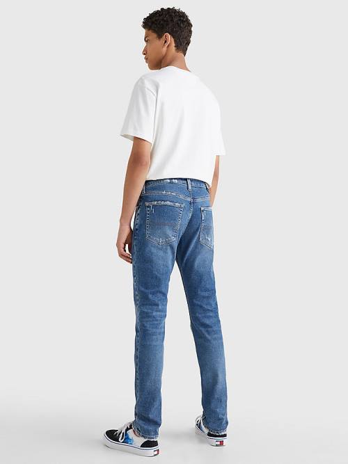 Tommy Hilfiger Scanton Slim Fit Distressed Hem Farmer Férfi Denim | TH153HQA