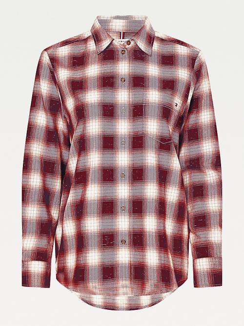 Tommy Hilfiger Shadow Check Relaxed Fit Ingek Női Piros | TH057DRH