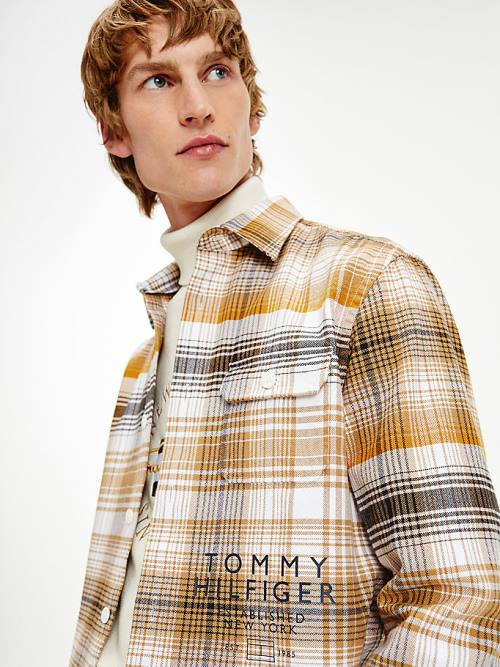 Tommy Hilfiger Shadow Check Relaxed Fit Overshirt Ingek Férfi Barna | TH123SVO