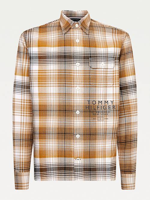 Tommy Hilfiger Shadow Check Relaxed Fit Overshirt Ingek Férfi Barna | TH123SVO