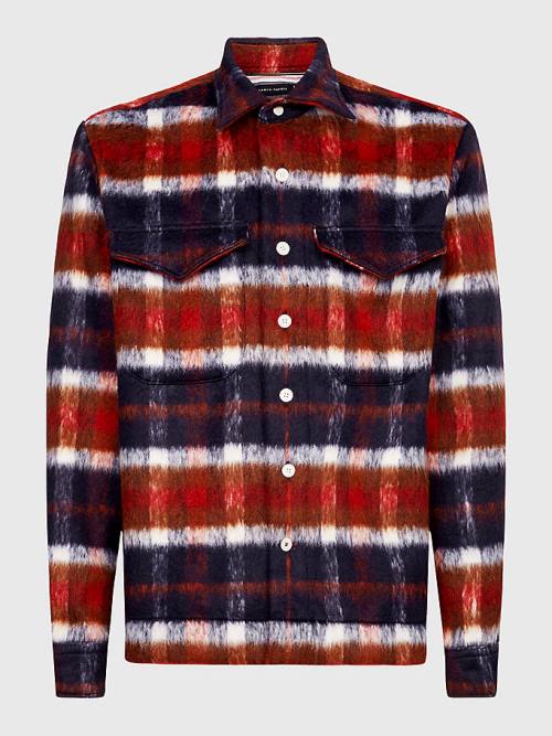 Tommy Hilfiger Shadow Check Relaxed Fit Overshirt Ingek Férfi Kék | TH630ZQI