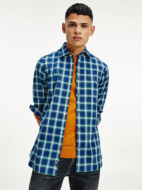 Tommy Hilfiger Shadow Check Slim Fit Ingek Férfi Kék | TH290UFX