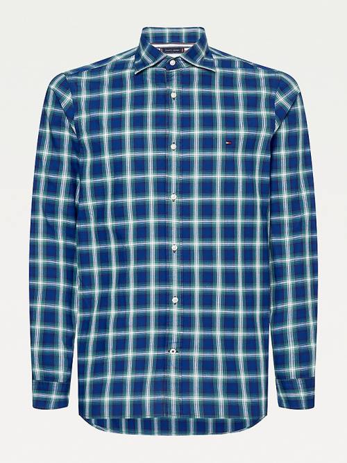 Tommy Hilfiger Shadow Check Slim Fit Ingek Férfi Kék | TH290UFX