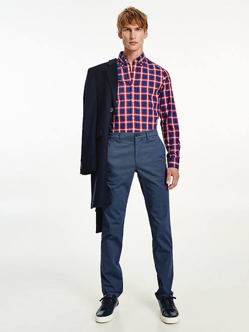 Tommy Hilfiger Shadow Check Slim Fit Ingek Férfi Kék | TH728PDJ