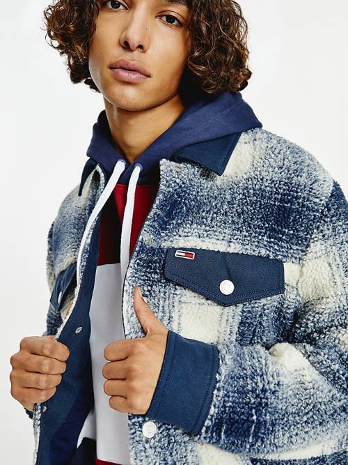 Tommy Hilfiger Sherpa Check Trucker Kabát Férfi Fehér | TH259KWV