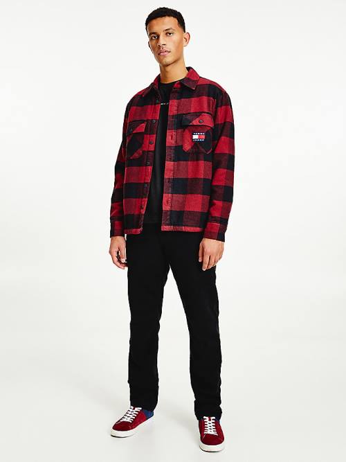 Tommy Hilfiger Sherpa Flannel Oversized Overshirt Ingek Férfi Piros | TH419GMH