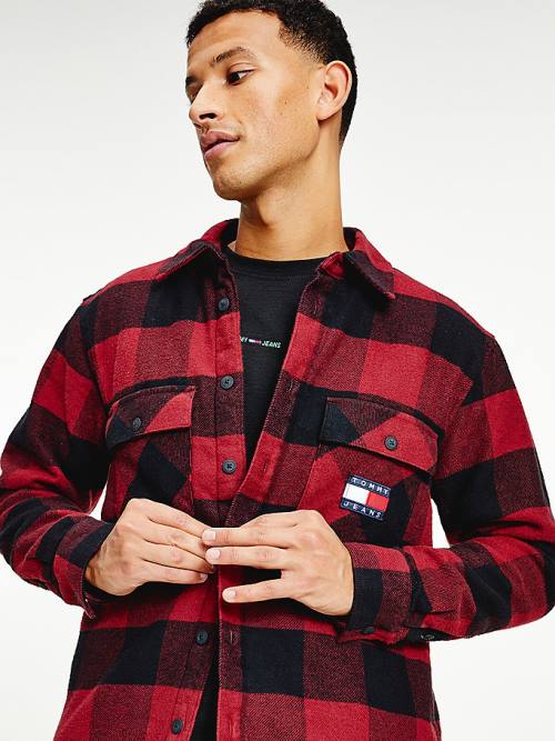 Tommy Hilfiger Sherpa Flannel Oversized Overshirt Ingek Férfi Piros | TH419GMH