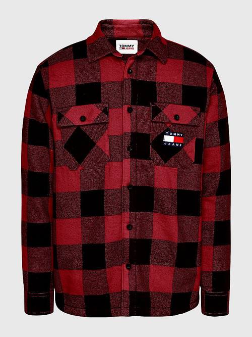 Tommy Hilfiger Sherpa Flannel Oversized Overshirt Ingek Férfi Piros | TH419GMH