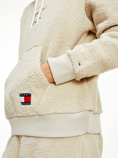 Tommy Hilfiger Sherpa Lounge Kapucnis Pulóver Női Bézs | TH397LRE