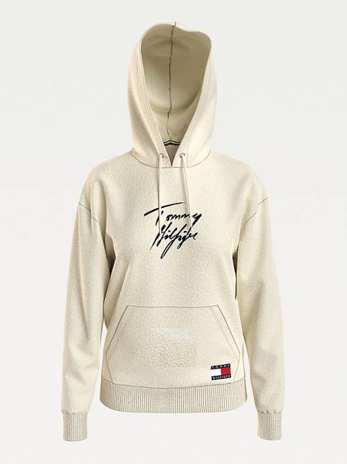 Tommy Hilfiger Sherpa Lounge Kapucnis Pulóver Női Bézs | TH397LRE