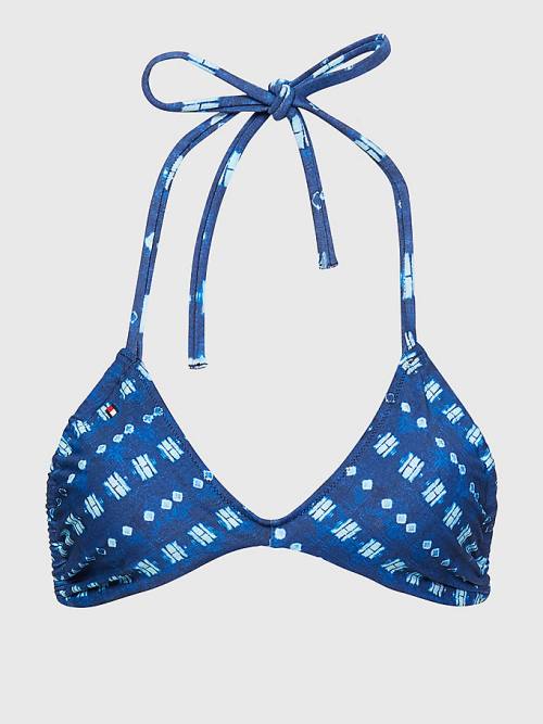 Tommy Hilfiger Shibori Halterneck Triangle Bikini Top Fürdőruha Női Kék | TH127GSF