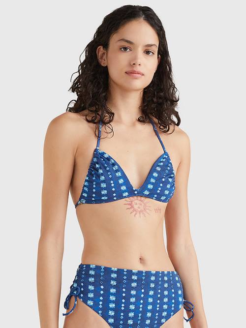 Tommy Hilfiger Shibori Halterneck Triangle Bikini Top Fürdőruha Női Kék | TH127GSF