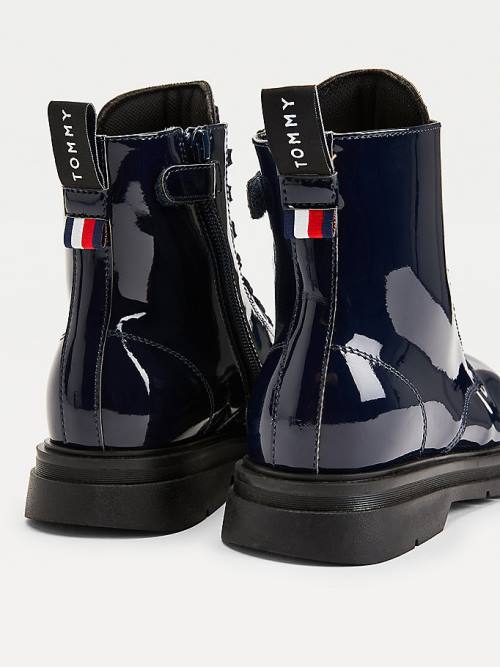 Tommy Hilfiger Shiny Klipsz Csipke-Up Bakancs Lány Kék | TH721PLB