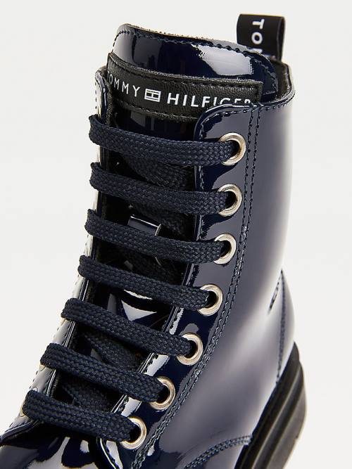 Tommy Hilfiger Shiny Klipsz Csipke-Up Bakancs Lány Kék | TH721PLB