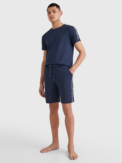 Tommy Hilfiger Side Logo Drawstring Shorts Pizsama Férfi Kék | TH145YAM