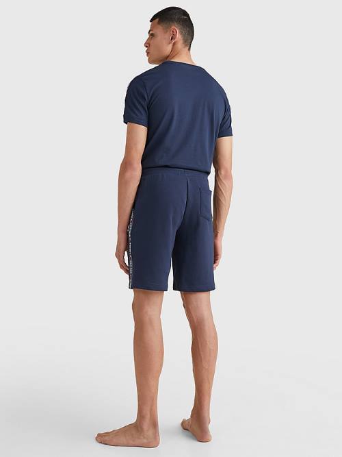 Tommy Hilfiger Side Logo Drawstring Shorts Pizsama Férfi Kék | TH145YAM