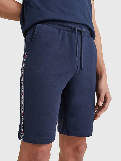 Tommy Hilfiger Side Logo Drawstring Shorts Pizsama Férfi Kék | TH145YAM