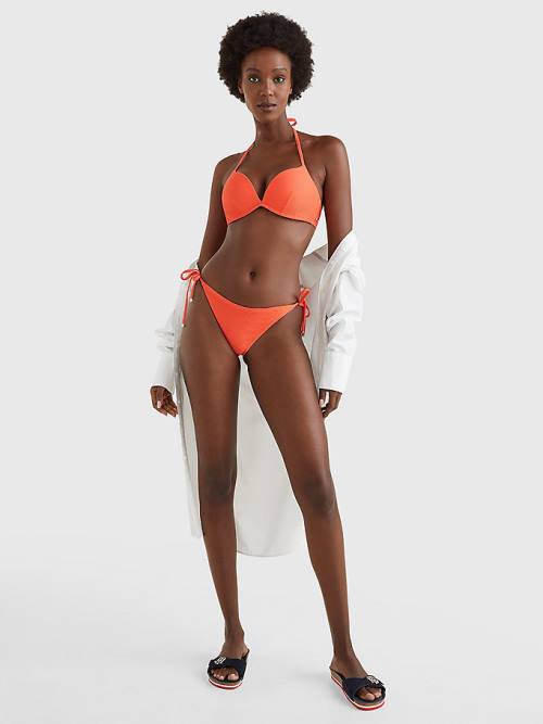 Tommy Hilfiger Side Tie Ribbed Bikini Bottoms Fürdőruha Női Piros | TH250EBO