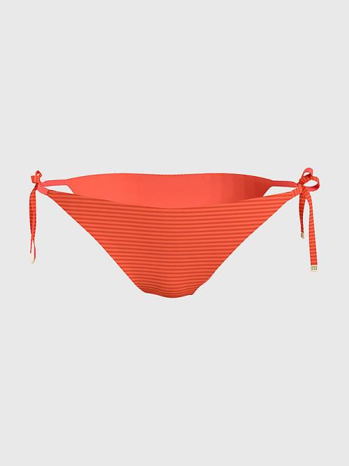 Tommy Hilfiger Side Tie Ribbed Bikini Bottoms Fürdőruha Női Piros | TH250EBO