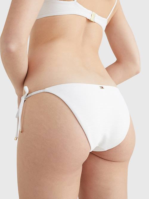 Tommy Hilfiger Side Tie Ribbed Bikini Bottoms Fürdőruha Női Fehér | TH915YSJ