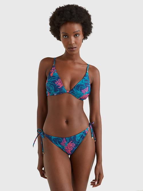 Tommy Hilfiger Side Tie Tropical Bikini Bottoms Fürdőruha Női Kék | TH128IXN