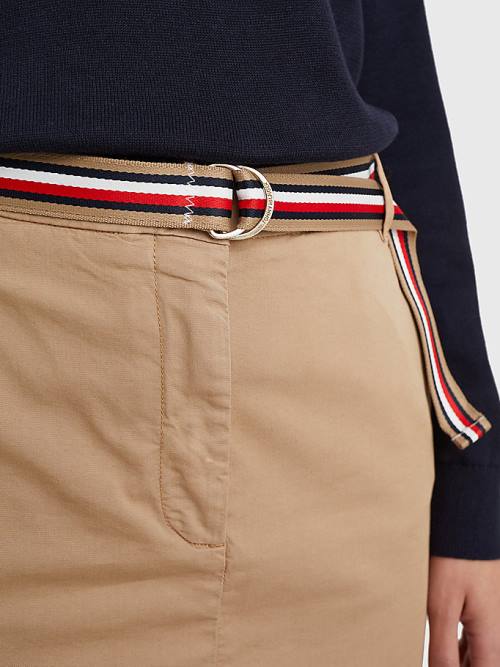 Tommy Hilfiger Signature Belt Chino Mini Szoknya Női Bézs | TH409RBG