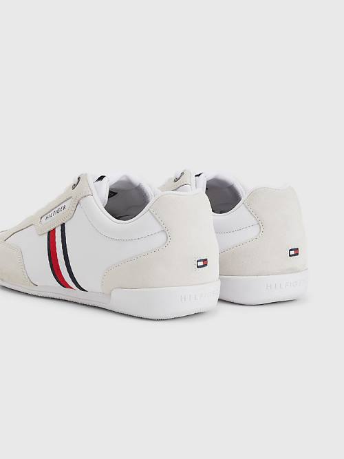 Tommy Hilfiger Signature Bőr Mix Cupsole Tornacipő Férfi Fehér | TH140AWK