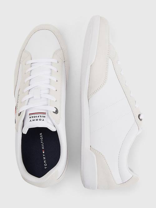 Tommy Hilfiger Signature Bőr Mix Cupsole Tornacipő Férfi Fehér | TH140AWK