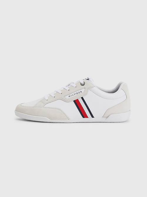 Tommy Hilfiger Signature Bőr Mix Cupsole Tornacipő Férfi Fehér | TH140AWK