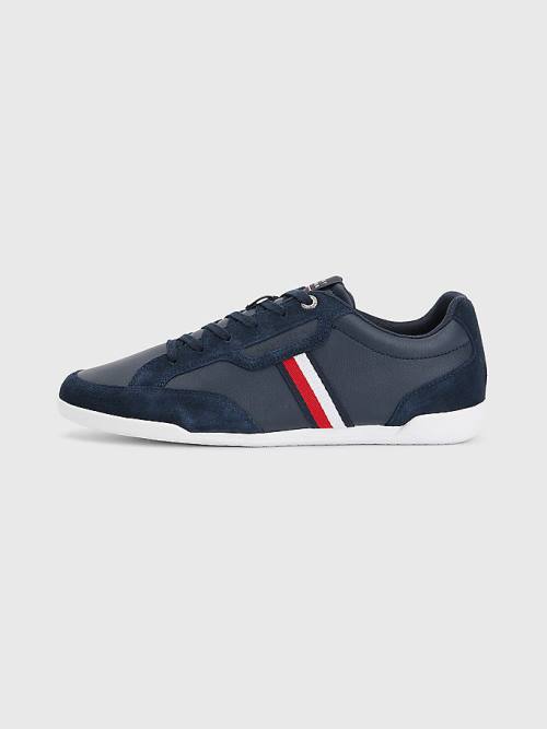 Tommy Hilfiger Signature Bőr Mix Cupsole Tornacipő Férfi Kék | TH367FJG