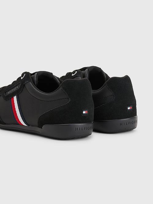 Tommy Hilfiger Signature Bőr Mix Cupsole Tornacipő Férfi Fekete | TH894MKV