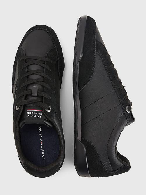 Tommy Hilfiger Signature Bőr Mix Cupsole Tornacipő Férfi Fekete | TH894MKV