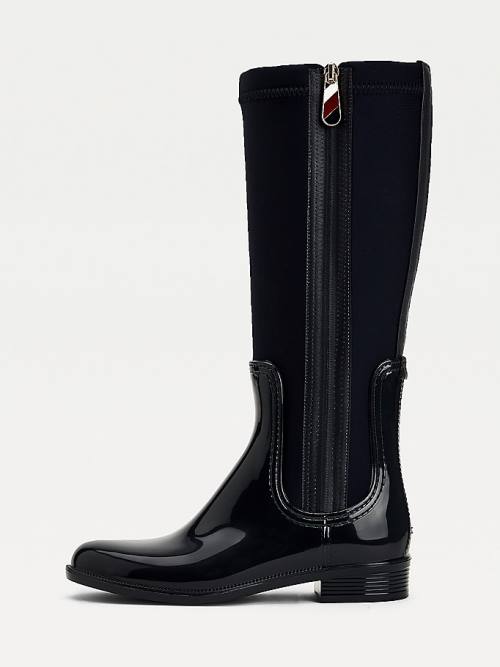 Tommy Hilfiger Signature Contrast Panel Long Rainboots Bakancs Női Kék | TH984GJK